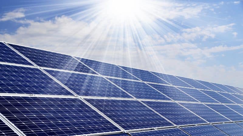 Solar panels working in the sunlight