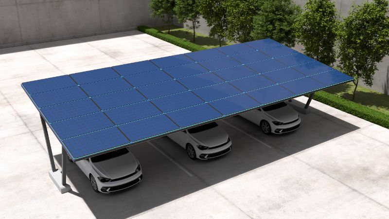solar panel carport with ev