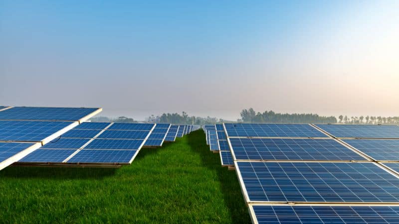 solar panels on grassland
